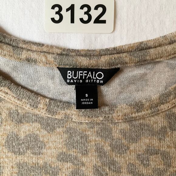 Buffalo by DavidBitton Women Long Sleeve Crewneck Knit Blouse size S,Leopard Tan - Picture 5 of 7